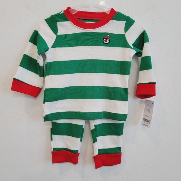 NWT Carter's Green & White Stripes Christmas Matching Set Infant Size 6 Months - Picture 10 of 10